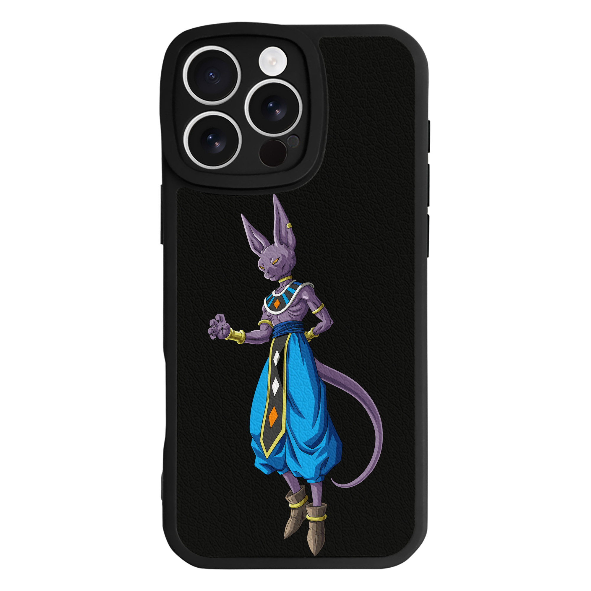 （画像用） ドラゴンボール ビルス 破壊神ビルス DRAGON BALL Beerus Birusu 【iPhone 16シリーズ対応】シリコンスマホケース（レザー調） 材質：シリコン